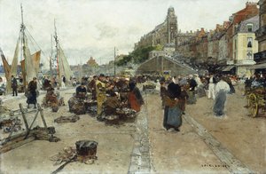 Mercado por um porto,