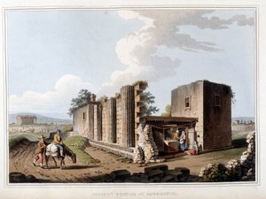 Antigo templo em Agrigento na Itália. em "Views in the Ottoman Dominions, in Europe, in Asia, and some of the Mediterranean islands" dos desenhos originais tirados por Luigi Mayer, Londres de Luigi Mayer