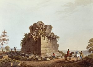 Base de coluna monumental, Sicília, ilustração de Views of Italy, de Luigi Mayer de Luigi Mayer