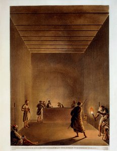Egito, Quarto e sarcófago da Grande Pirâmide de Gizé, gravura de "Views" de Luigi Mayer de Luigi Mayer