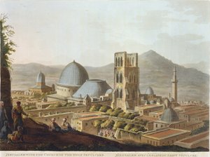 Jerusalém com a Igreja do Santo Sepulcro, prato 3 de &39;Views in Palestine&39;, pub. por Robert Bowyer (1758-1834) 1803 (aquatinta) de Luigi Mayer