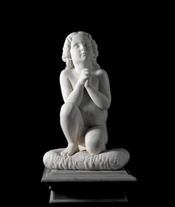 Menino em oração Escultura em mármore de Luigi Pampaloni (1791-1847), cerca de 1827. da coleção do Príncipe Odon di Savoia. Dim. 68x38x30 cm Genes, galeria de arte moderna, inv. 919 de Luigi Pampaloni