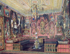 O Salão Árabe no Palácio de Catarina em Tsarskoye Selo, c.1850 (wc e cor branca sobre papel)