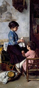 Dias Felizes, pintura de Luigi Serena (1855-1911), óleo sobre tela de Luigi Serena