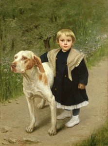 Criança e um cachorro grande de Luigi Toro