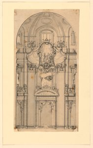 Elevação de uma decoração de parede para uma cerimônia de canonização, São Pedro, Roma, Itália