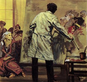 Eugene Delacroix passou um ano e meio a pintar "O Massacre de Scio" (litografia a cores)