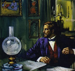 Gauguin desejava regressar a França, mas o seu amigo persuadiu-o a permanecer no Taiti (litografia a cores)