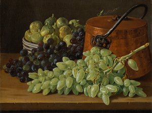 Ainda vida com uvas, figos e uma chaleira de cobre, c.1770