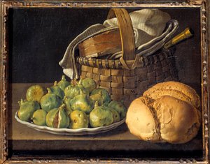 Natureza Morta com Figos Pintura de Luis Melendez (1716-1780) Sol do século XVIII. 0,37x0,49 m