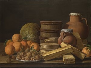Ainda vida com laranjas e nozes. 1772 de Luis Egidio Melendez