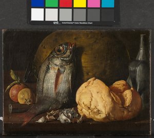 Natureza morta com peixe, pão e chaleira, c.1772