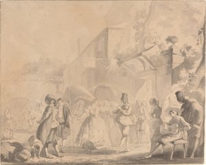 Dançar em uma praça da vila de Luis Paret y Alcazar