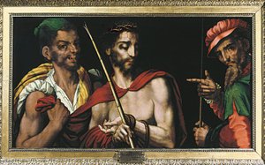 "Cristo diante de Pôncio Pilatos (Pôncio Pilatos)" Pintura de Luis de Morales (1515-1586) Século XVI de Luis de Morales