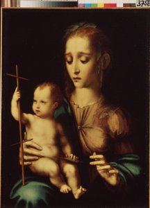 Madonna and Child with a Distaff (Madonna e Criança com Distaff). Pintura de Luis de Morales (1509/20-1586), cerca de 1570. Arte espanhola, estilo maneirista. Museu Hermitage, São Petersburgo.