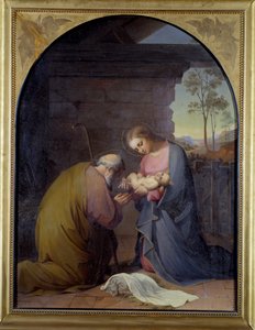 Adoração a Jesus (Jesus e Maria adorando Jesus) Pintura de Luisa Mussini Piaggio (1830-1865) Dim 109x81 cm Genes, Galleria d