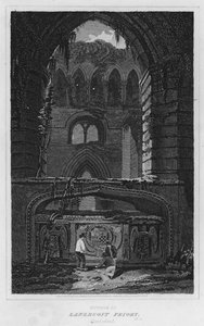 Interior do Lanercost Priory, Cumberland (gravura) de Luke (after) Clennell