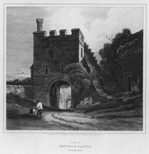 Parte do Castelo de Prudhoe, Northumberland (gravura)