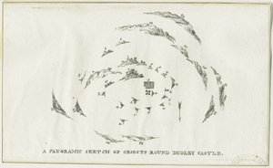 Dudley - Panorama da área do Castelo de Dudley: litografia, nd [c 1825] (imprimir) de Luke Booker