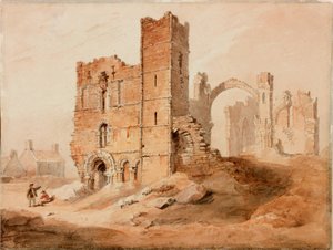 Lindisfarne Abbey - West Front (lápis e aquarela sobre papel)