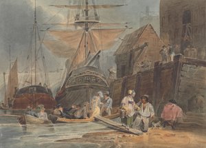 Navios no Cais com Passageiros a Desembarcar de Luke Clennell