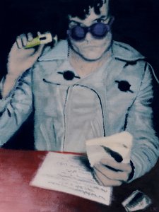 Óscar, c.2012 (tinta acrílica sobre papel) de Luke Waller