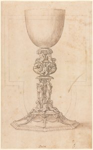 Projete para um cálice com o plano arquitetônico verso, meados dos anos 1500.