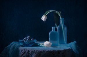 Natureza morta azul elegante