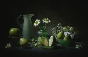 Natureza morta verde elegante