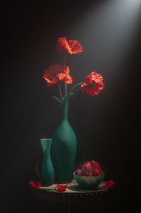 Elegante natureza-morta com papoilas de Lydia Jacobs