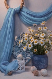 Natureza-morta com margarida azul fresca de Lydia Jacobs
