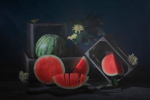 Natureza morta com melancia melancólica