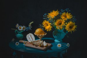 Girassóis vibrantes e melão de Lydia Jacobs