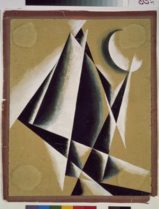 Construção. Obra de Lyubov (Lioubov) Sergeyevna Popova (1889-1924), guache sobre papelão de Lyubov Sergeevna Popova