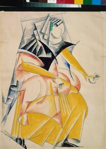Figurino preparado para a peça de teatro "Romeo et Juliette" de William Shakespeare (1564-1616) - Figurino preparado para a peça Romeu e Julieta de W Shakespeare - Oeuvre de Lyubov (Lioubov) Sergeyevna Popova (1889-1924), gouache et encre sur papier de Lyubov Sergeevna Popova