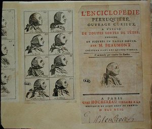Enciclopédia dos Perfuradores de Perucas, publicada em Paris de M. Beaumont