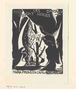 Saudações de Ano Novo para 1947 de Carla, Mária e Phons Schellart de M. Bosch