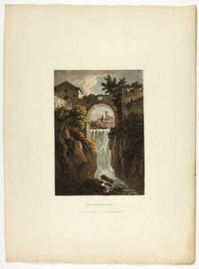 Cascata de Tivoli, placa trinta e nove das Ruínas de Roma de M. Dubourg