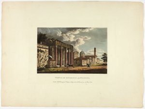 Templo de Antonino e Faustina, placa trinta e seis das Ruínas de Roma de M. Dubourg