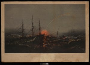 A fragata norte-americana Sabine, resgatando um batalhão de fuzileiros navais do Transport Governor. Em 2 de novembro de 1861, ao largo da costa da Carolina do Sul (litografia, a cores) de M. F. H. De & Parsons Charles Haas