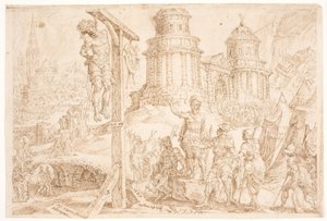 A destruição de Aj e o enforcamento do rei de Maarten van Heemskerck