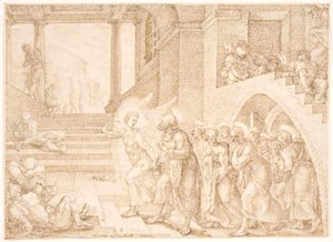 Os apóstolos são libertados da prisão por um anjo de Maarten van Heemskerck