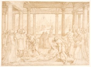 Santo Estêvão está enterrado de Maarten van Heemskerck