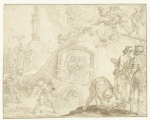 Três jovens são atirados para uma fornalha ardente
História dos três jovens (título da série) de Maarten van Heemskerck