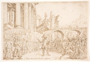 Israel está dividido entre Onri e Tibni de Maarten van Heemskerck
