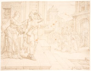 Judith se preparando para ir ao Acampamento dos Inimigos de Maarten van Heemskerck
