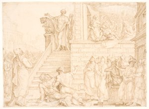 Pedro prega em Jerusalém de Maarten van Heemskerck