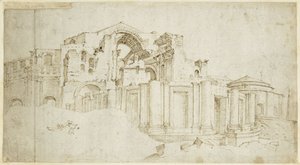 Braço sul do transepto da nova Basílica de São Pedro de Maarten van Heemskerck