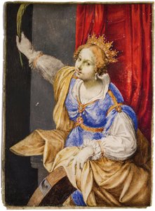 Artemisia Gentileschi como Santa Catarina de Alexandria, meados do séc. de Maddalena Corvina
