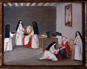 Freiras da Abadia de Port-Royal-des-Champs cuidando de doentes (pintura de Madeleine (attr. to) Boullogne